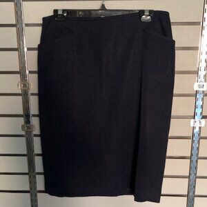 Ellen Tracy Navy Wool lined pencil slim skirt with back slit